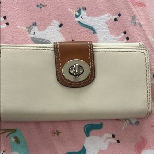 Coach Cream and Tan Women's Wallet